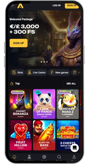 UK-licensed casino homepage showing a GBP deposit option and a real-money slots section in the navigation